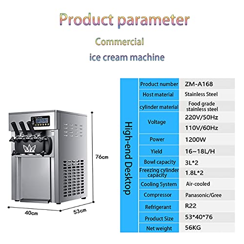 220 V 1200 W kommerzielle Eismaschine, 18 l/h Edelstahl-Tank, sandgefrorene Getränkemaschine, dreifarbige Eismaschine… – Bild 3