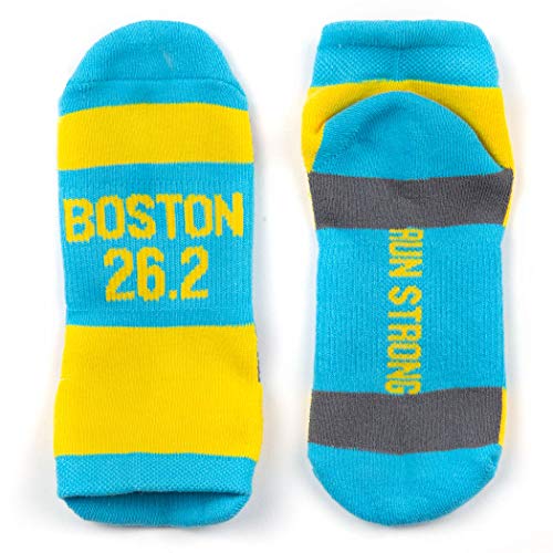 Gone For a Run Motivational Ankle Socks - Boston Strong - Blue & Yellow