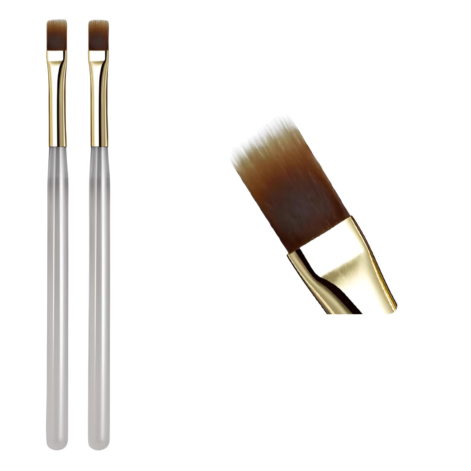 2PCS Nail Art Gradient Sweep Brush Set for Acrylic Gel Color Blending, Flat Angled Ombre Painting and One-Stroke Design