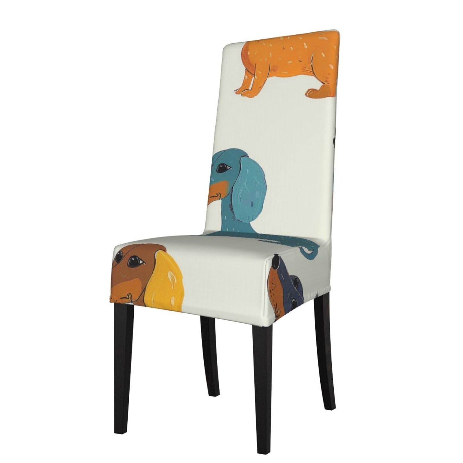 WPKJU Cute Dachshound Dogs Print Dining Chair Covers Removable Chair Seat Covers Decorative for Kitchen & Bar Stools