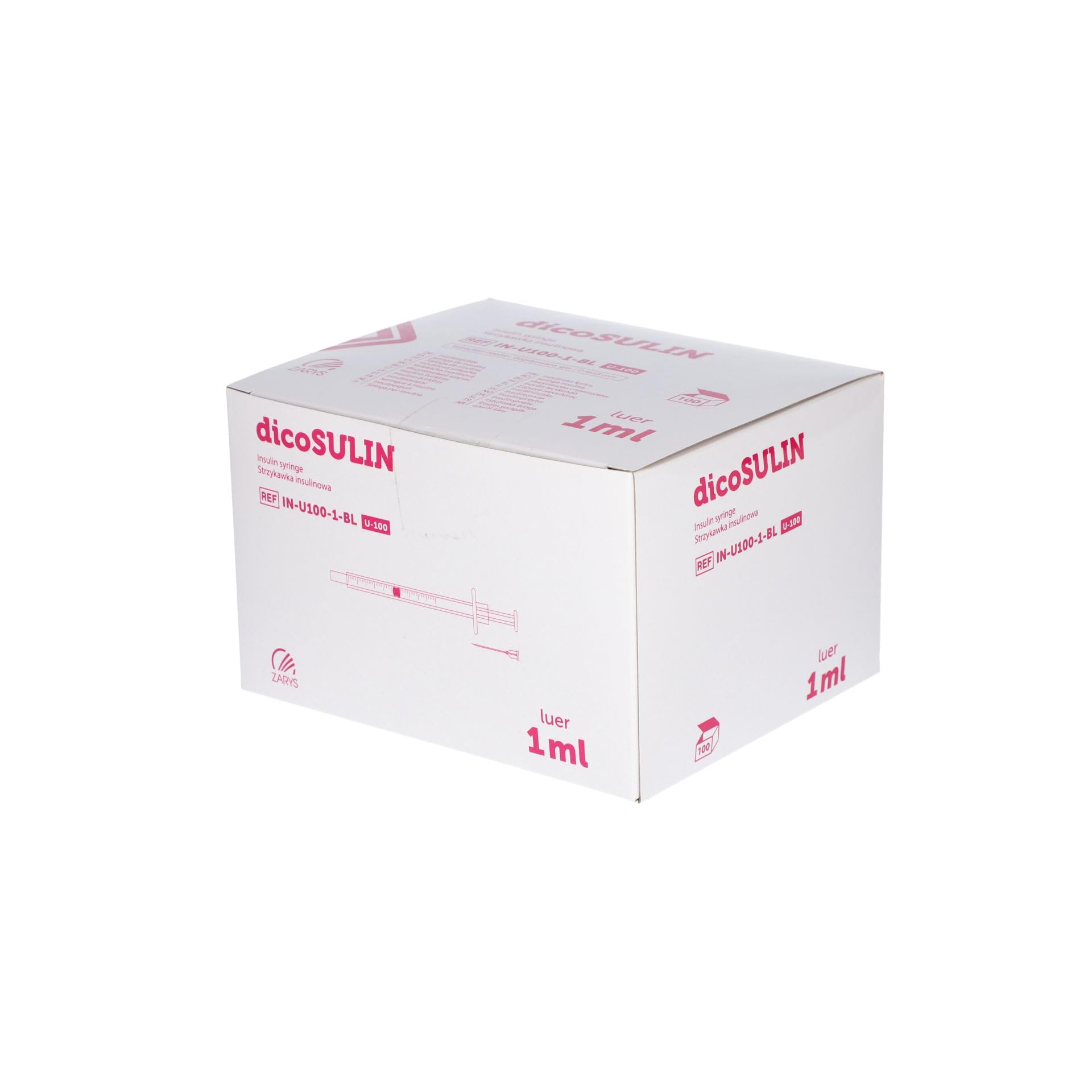Seringue à insuline 1 ml – Versions U-100 Usage unique - Boite de 100 pièces