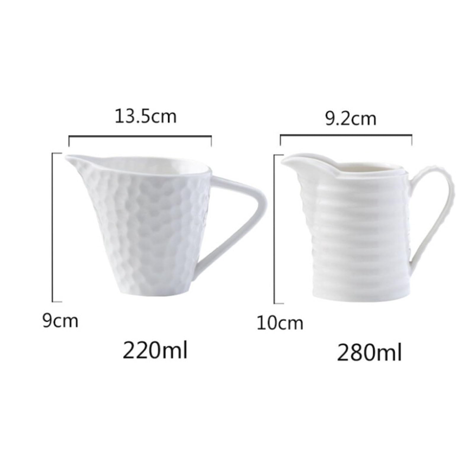 MRKU Pot à Lait, saucière, Tasse à Eau, pichet, crémier, Distributeur de café, sucrier, récipient en céramique à décor en Relief, 220 ML et 280 ML, Style européen
