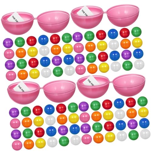 CIYODO 4sets Plastic Hollow Balls for Game Table Pink Activity Party Balls Raffle Drawing Toys 25pcs*4