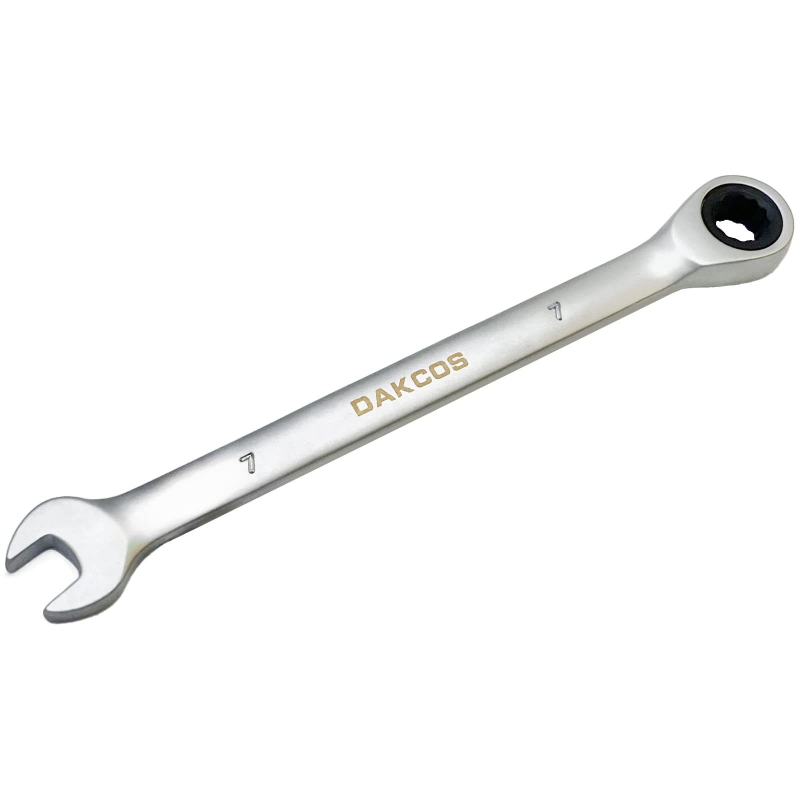 Dakcos Chrome (Metal) Fixed Head Ratchet Spanner 7Mm Ratcheting Combination Wrench Chrome Vanadium Steel