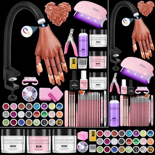 Magnetic Practice Hand for Acrylic Nails: Flexible Acrylic Nail Practice Hand Fake Nail Training Hand Model Set for Nail Extensions Nail Caving - Manicure Hand Practice Kit for Beginners Salon Home