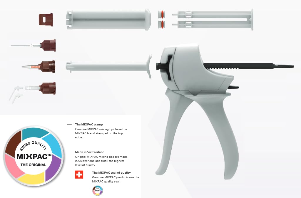 AmeriCan Goods 25/Pack Dental T-Mixer Mixing Tips 1:1 Ratio, Brown Short Reduced Material Waste up to 30% Made in Switzerland
