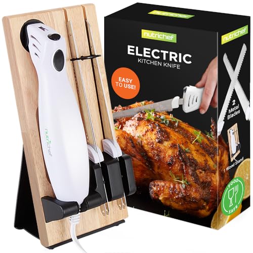 Comparison: Best Electric Knife For Cutting Meat 7 NutriChef Electric Carving Turkey Slicer Kitchen Knife | For Thanksgiving | Portable Electrical Food Cutter Knife Set with Carving Blades & Wood Carving Stand | Cuts Meat, Bread, Cheese & Fruit