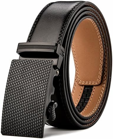 Men's Leather Ratchet Dress Belt - XDeer Adjustable Slide Belts for Men with Automatic Buckle