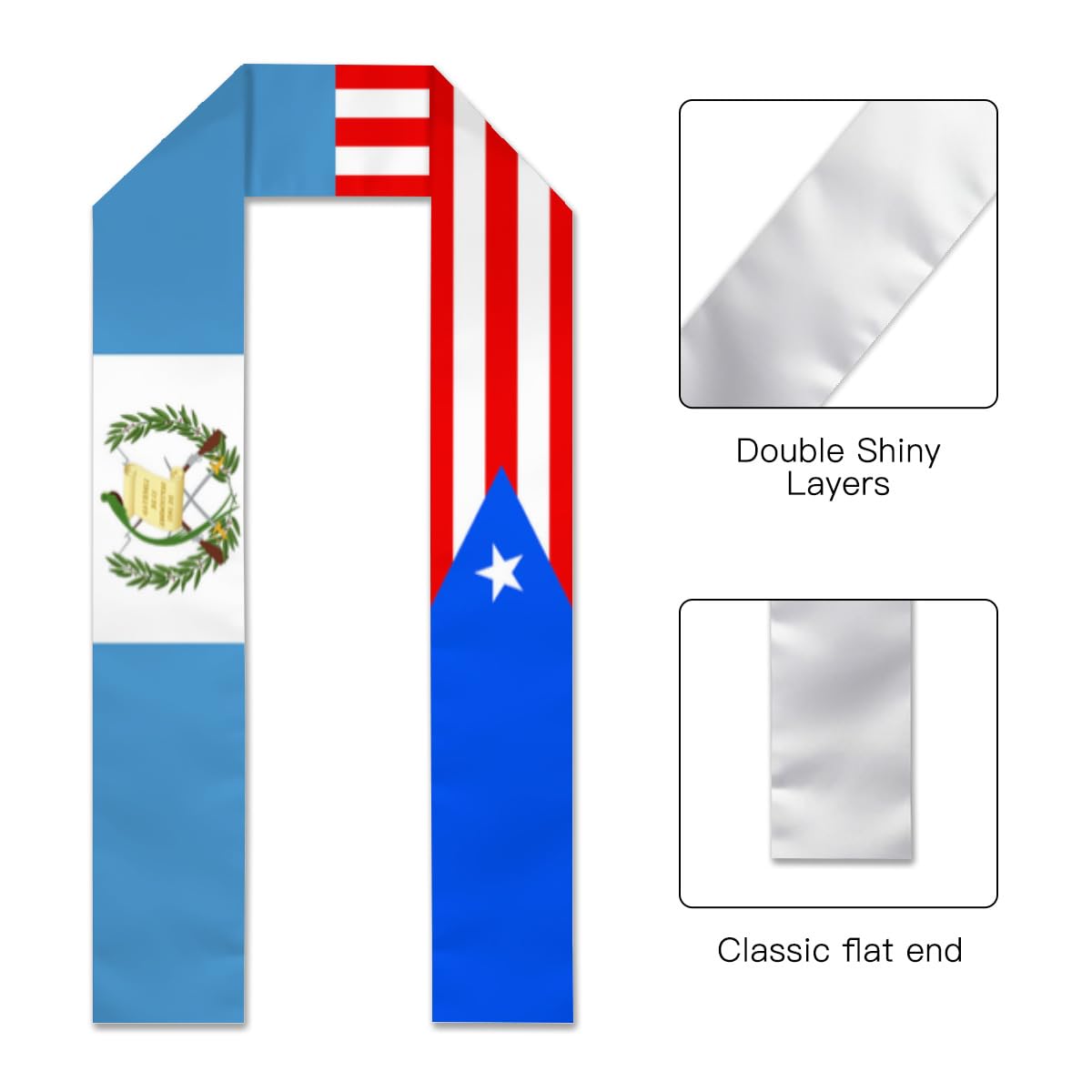 Guatemala Guatemalans Puerto Flag Graduation Sash,Graduation Stole Scarf Gifts for International Student