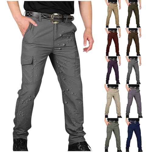 Men's Tactical Pants, Water Resistant Ripstop Cargo Pants, Lightweight Work Hiking Outdoor Sweatpants with 6 Pockets