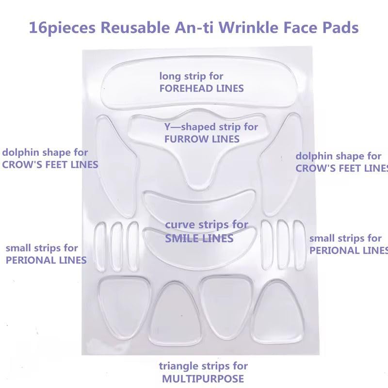 EFTIAAN Anti-Wrinkle Silicone Face Patches – 16 PCS Reusable Forehead, Eye, Mouth, and Neck Pads for Fine Lines & Wrinkle Repair – Overnight Skin Care Treatment 1