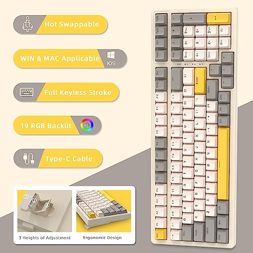 Image of Ajazz Mechanical Gaming Keyboard,Hot Swappable Mechanical Keyboard with Numeric Pad,Compact USB Wired Keyboard 100 Keys Double-Shot ABS Keycaps,N-Key Rollover RGB Custom Keyboard for PC Mac(MX Red)