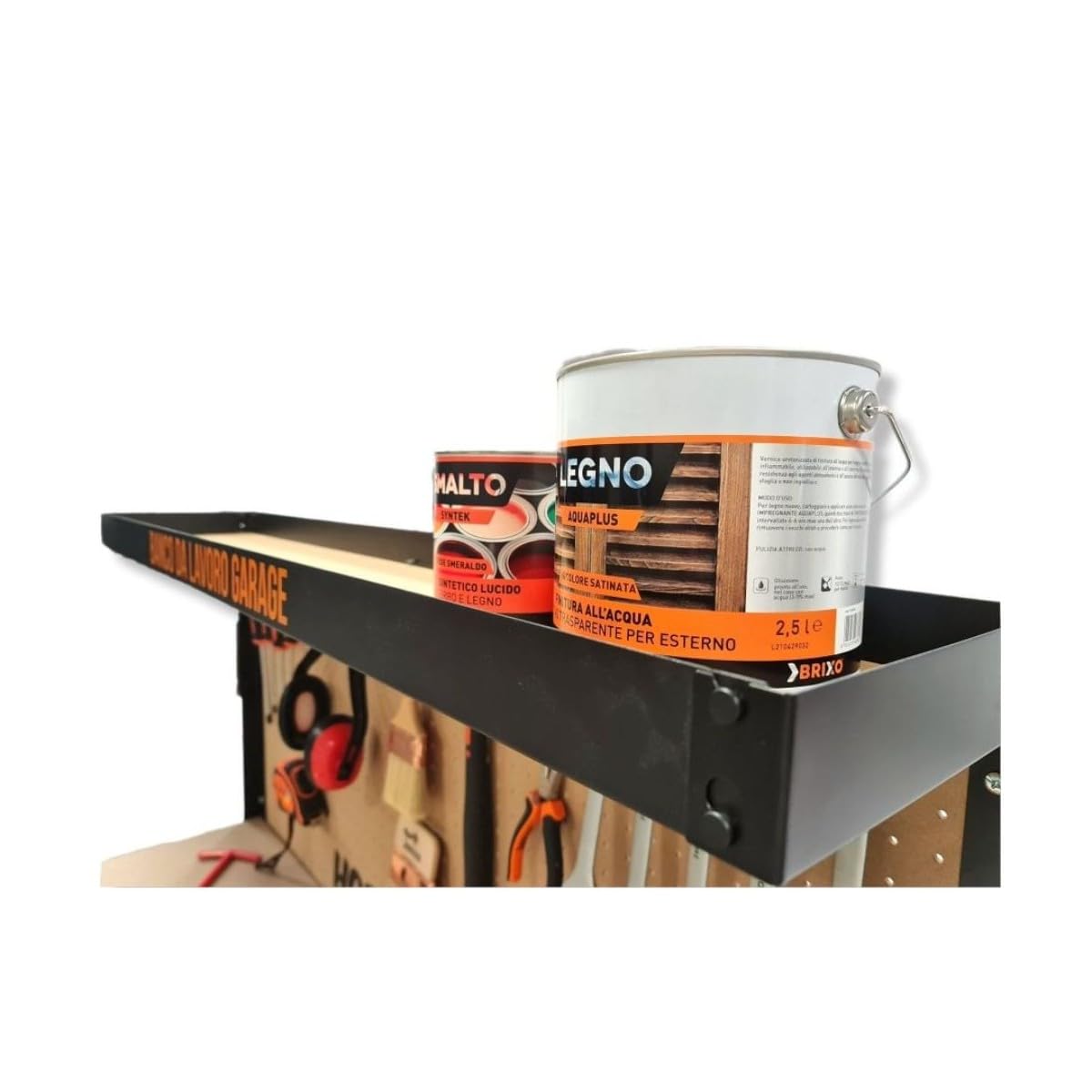 Brixo - Banco da lavoro in legno, con cassetto forato, 120 x 60 x 150 cm