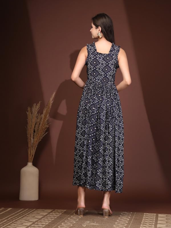 Image of Dress for Women | New Rayon Floral Printed Flared Maxi Dress for Women & Girl's