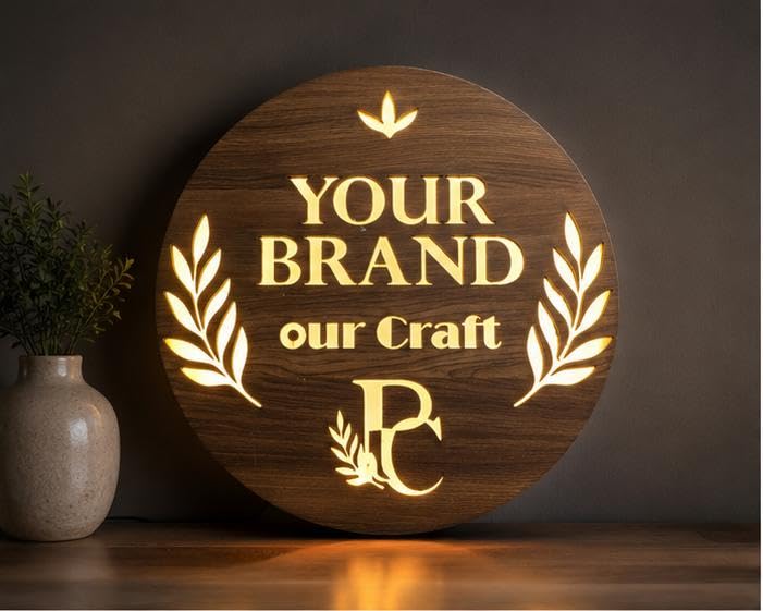 "Personalized LED Wooden Sign Board | Custom Name & Logo Wall Light | Backlit Wooden Plaque for Home, Office, Shop & Reception Decor"-image-17