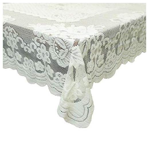 GEFEII White Lace Tablecloth Rectangular for Rectangle Table Crochet Lace Tablecloths Oblong Table Covers Christmas Lace Tablecloth 60"X104" for Kitchen Wedding Party Decoration