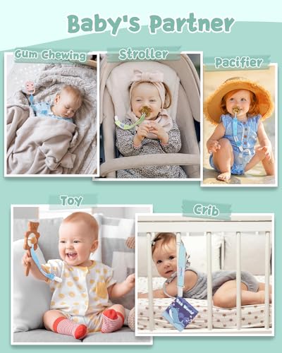Image of babygoal Baby Pacifier Clips 8 Pack, Pacifier Holder Clip Fits for Most Pacifier and Binkies-Neutral Color