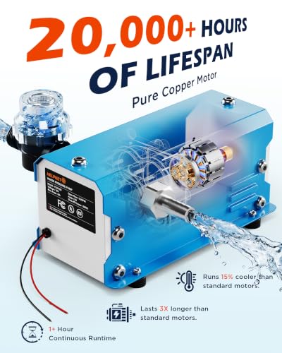 Image of 12V RV Water Pump, 5.5 GPM 50 PSI Self Priming Diaphragm Pump, 12 Volt DC Fresh Water Pump with Built-in Pressure Switch, Quiet On Demand Water Pump for RV Camper Marine Boat Yacht Food Truck