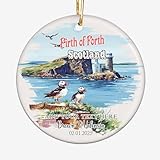 Isle of May-Firth of Forth-Scotland Map Ceramic Ornament – Personalized Travel Keepsake with Custom Name and Date – Scenic for Couples, Tourists, Outdoor Adventure Lovers 0iwK7m