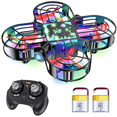 Potensic A22 Mini Drone for Kids Beginners, Kids RC Drone Nano Quadcopter with DIY Stickers and Cool LED Light, 360Â°Flip, Auto Rotation, Circle Fly, 2 Batteries, Indoor Gift for Boys Girls