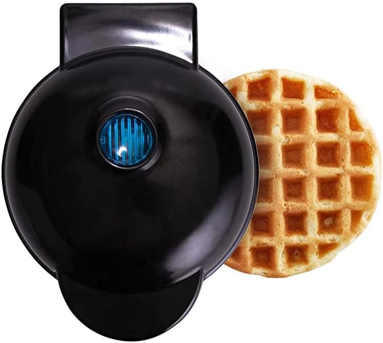 Mini Maker - Máquina de gofres redonda, antiadherente, diseño compacto, plancha redonda con placas antiadherentes y mango fresco al tacto