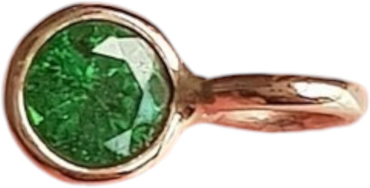 Tsavorite charm 18k solid gold Filled Round 3mm SMALL Tsavorite Lightweight Dainty handmade 925 Sterling Silver gold charm pendant Bezel wire setting Gift for her