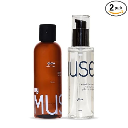 MYMUSE Slip and Slide Kit with Glow Relaxing Aromatherapy Massage oil & Glide Water-Based Lube | 100ml each, All Natural, Suitable for all Genders