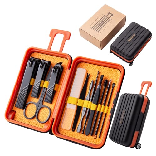 Juego de manicura profesional para hombres y mujeres, cortaúñas de acero inoxidable, set de cuidado de manicura y pedicura profesional, 12 en 1