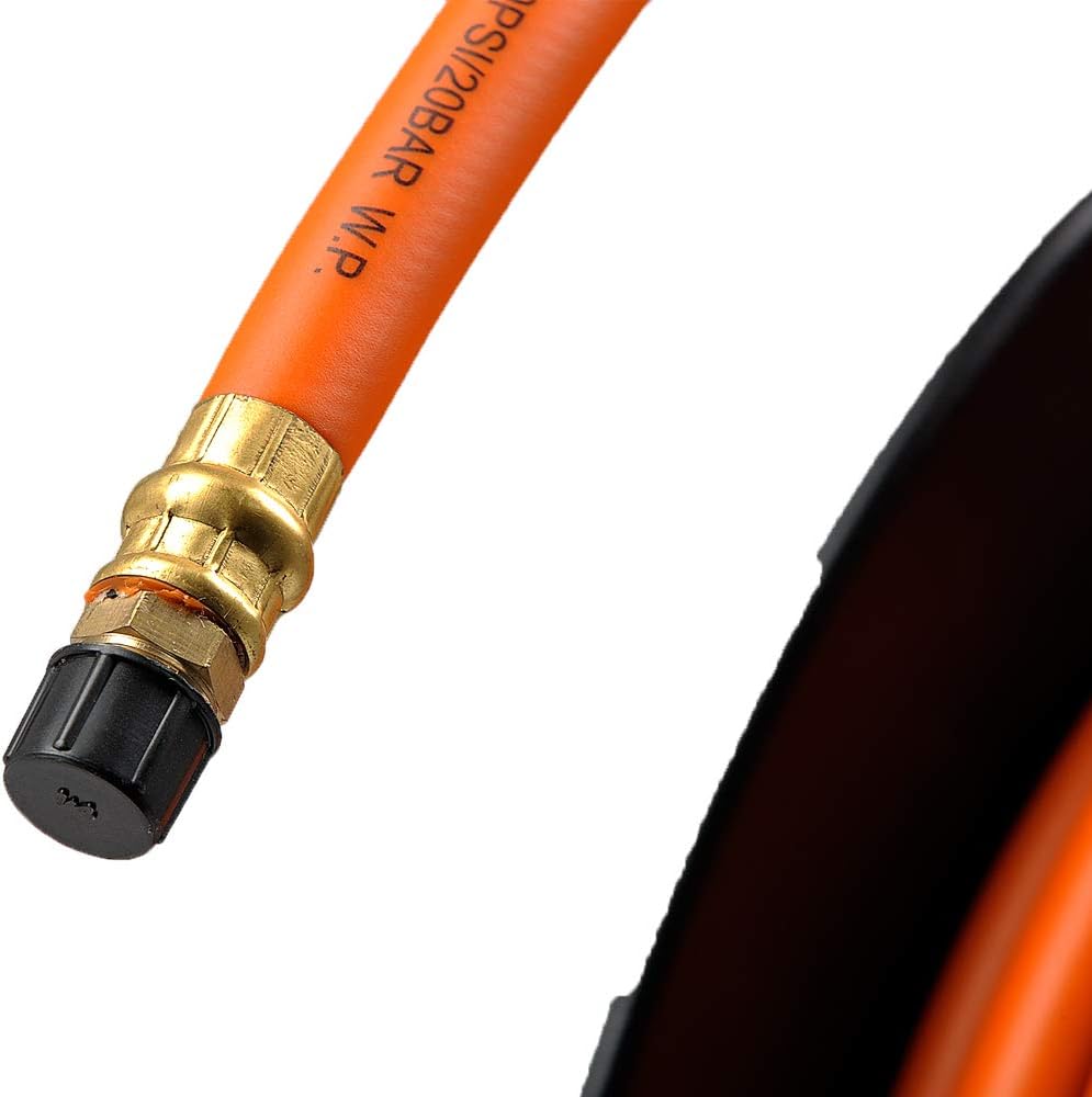 Giraffe Tools Retractable Air Hose Reel Swivel with 3/8 in. x 25 ft Hybrid Hose, 300 PSI Industrial Wall Mounted Compressor Hose Reel Heavy Duty - - 