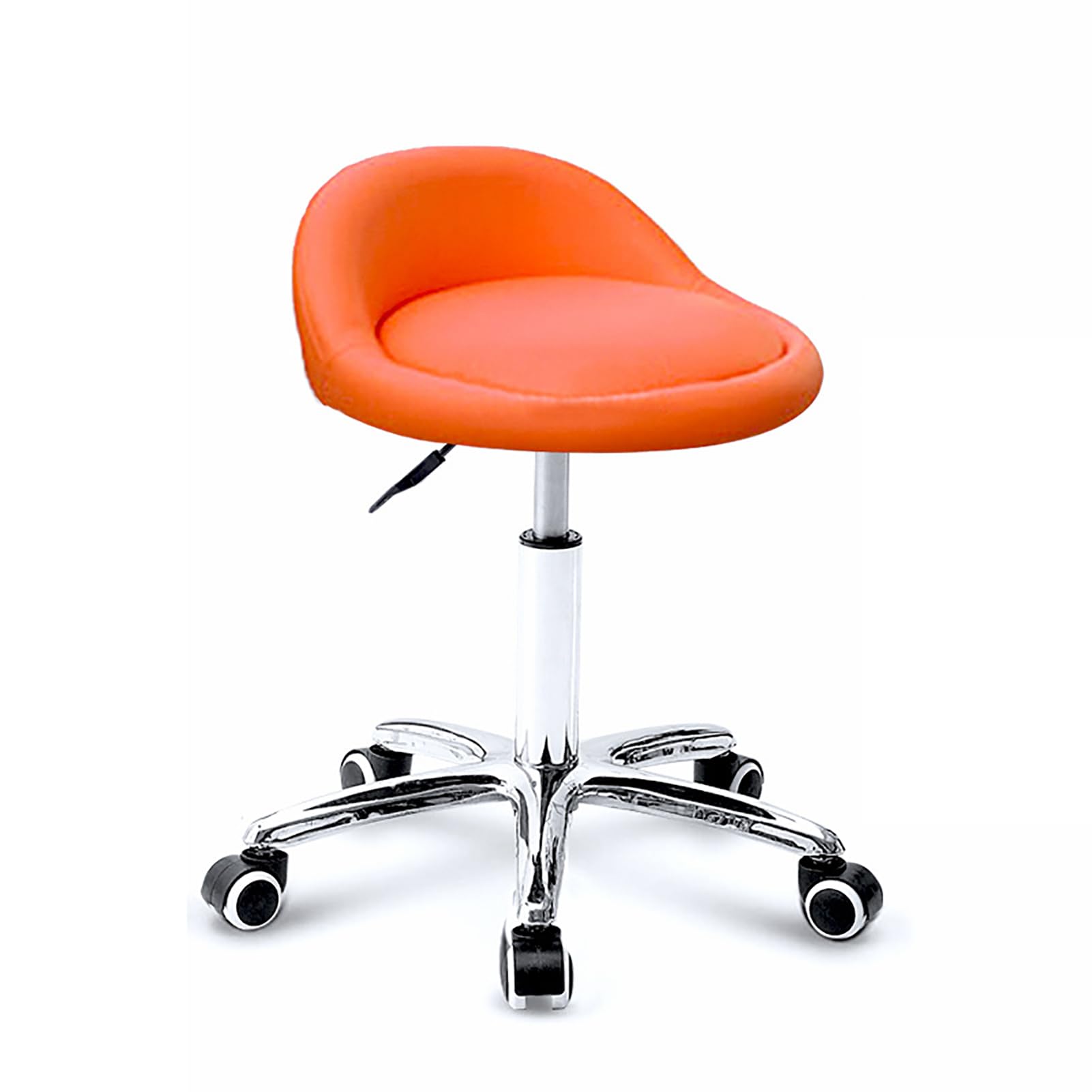 Tabouret roulant pivotant réglable avec dossier et coussin confortable pour bureau et salon