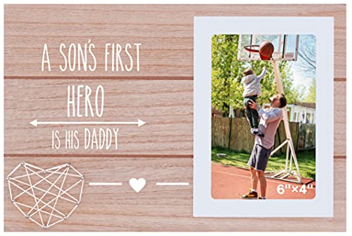 Nzy A Son's First Hero Is His Daddy - Photo Frame Gift For Dad - Picture Frame Gift For Father - Fathers Day Gift For Dad - Christmas Birthday Gifts For Dad Father #TOP19