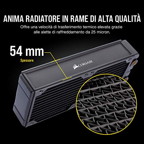 Hydro X Serie, XR7 240 mm Radiatore Spessore per Raffreddamento a Liquido, Doppi Supporti Ventole da 120 mm, Installazione Struttura di Rame di con Guide delle Viti Delle Ventole, Nero - Sistema di raffreddamento - Immagine 3