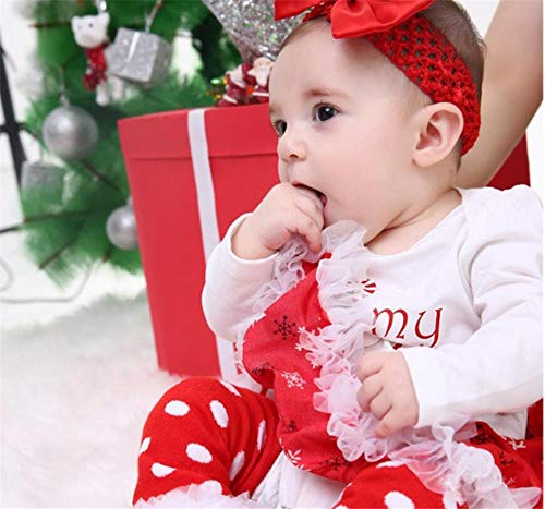 DIVISTAR Baby Meisje Kerst Jurk Peuter Outfits Lange Mouw Leuke Patroon + Hoofdband Stocking Schoenen Kleding - Afbeelding 8