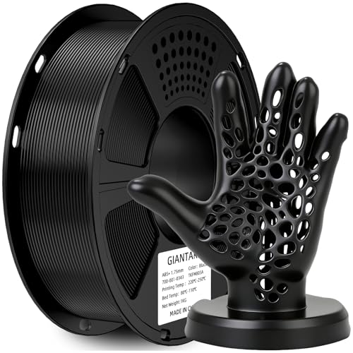 GIANTARM ABS+ Filament 1.75mm, 3D Drucker Filament 1KG 1 Spule, Durchmessertoleranz +/- 0.02mm, ABS Schwarz