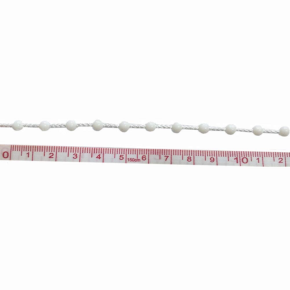 YEQIN Beaded Chain Cord For Roller & Roman Shades – 10 Yards, 4.5mm Bead Diameter, 7mm Spacing, White, Cut-to-Length