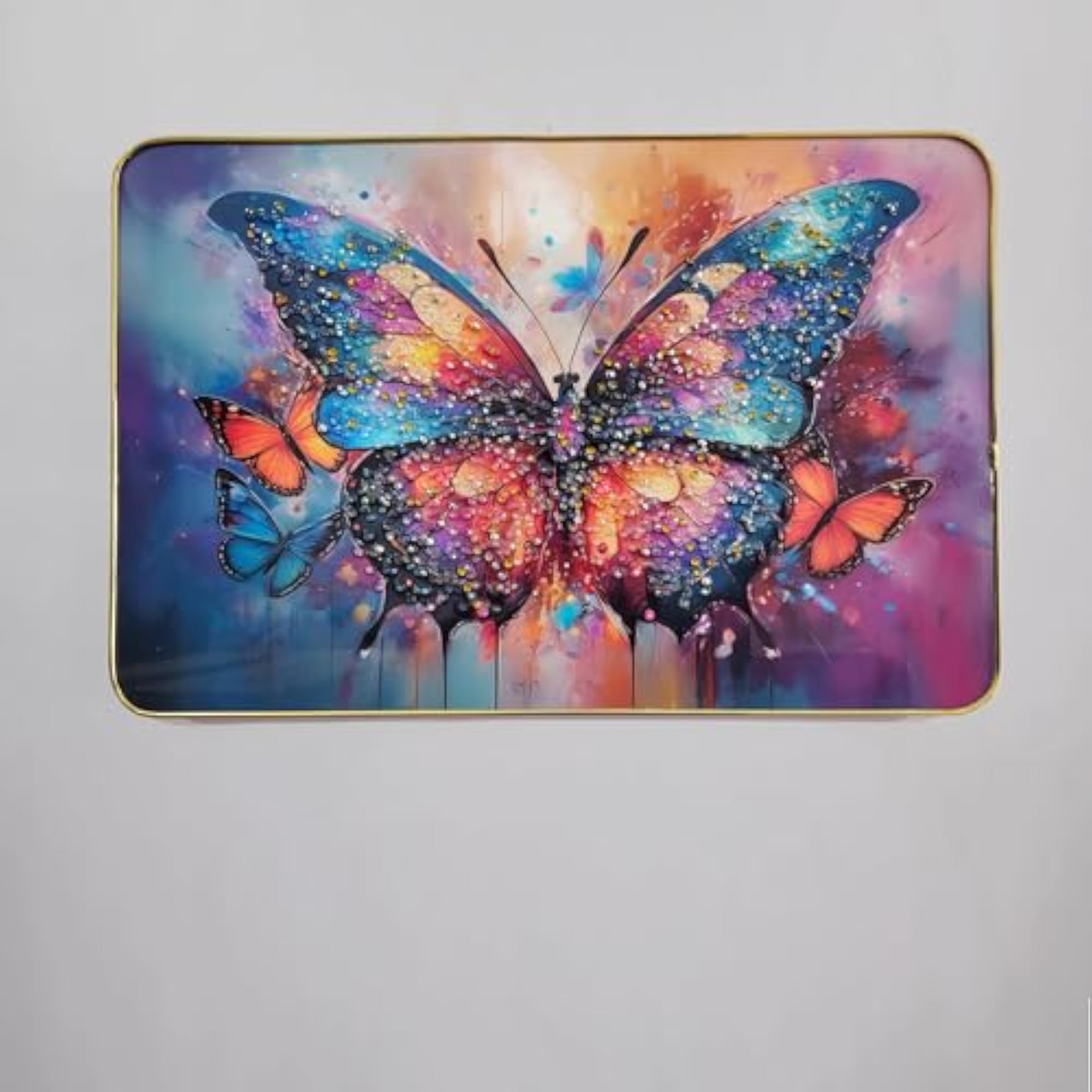 Decorative Butterfly Wall Painting with Crystal Embedded High Gloss Surface