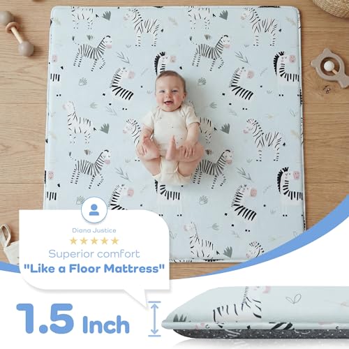 Image of 1.5 inch Thick Play Mats, 50x50 Memory Foam Play Mats for Babies, Zebra