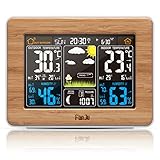 ★Thermometer, Hygrometer und Barometer Funktion ----- Innen-/Außentemperatur- und Feuchtigkeitsanzeige optional in °C oder °F. Min/Max Anzeige für Luftfeuchtigkeit und Temperatur. Luftdruck-Trendanzeige; Außen-Eis-Alarm Symbol erscheint und Alarmsignal ertönt, wenn die Außentemperatur bei -1 °C bis 2,8 °C liegt.
