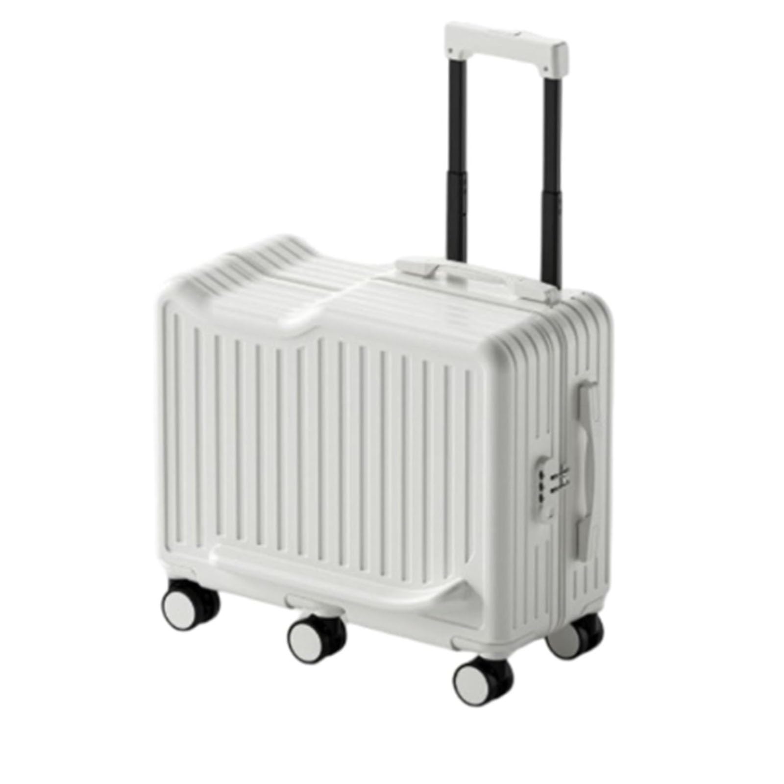 Aufsitzkoffer für Kinder – Reisegepäck mit Sitzfläche, verstecktem Getränkehalter und Fußstützen – Ideal für Ausflüge und Reisen(White,S)