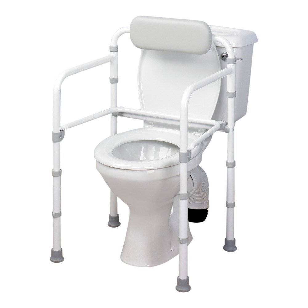 Homecraft Uni-Frame Folding Toilet Rail, Foldaway Toilet Surround, Toilet Grab Bar, Adjustable Height Handrail, Standard Alone Device, Support Aid for Eldery, Handicapped, & Disabled, Safety Aid