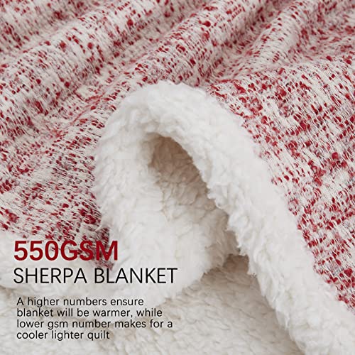 Se Softexly Sherpa Throw Blanket,Soft Blanket With 30% Wool And 70% Cotton For Winter,Fuzzy Cozy Thick Blanket,Warm Winter Blanket For Couch Bed Sofa (Red, 50" X 60") #TOP2