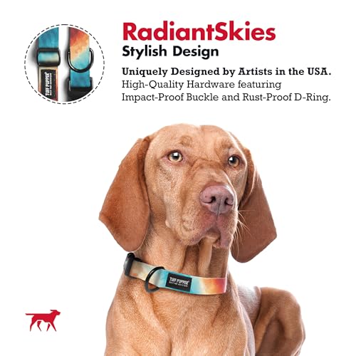 Image of Tuff Pupper Premium Adjustable Dog Collar for Large Girl Dogs, Stylish Pattern Collars Designed in USA, Quick Release Buckle, RadiantSkies Print for Female Dogs, Large (1 Inch Wide x 18-26 Inch Neck)