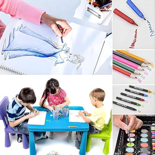 Image of EMNDR 150 Pcs Art Set for Kids - Professional Drawing & Painting Kit with Portable Carry Case | Includes Markers, Oil Pastels, Crayons, Watercolors & Color Pencils | Birthday Gift (150 pcs art set)