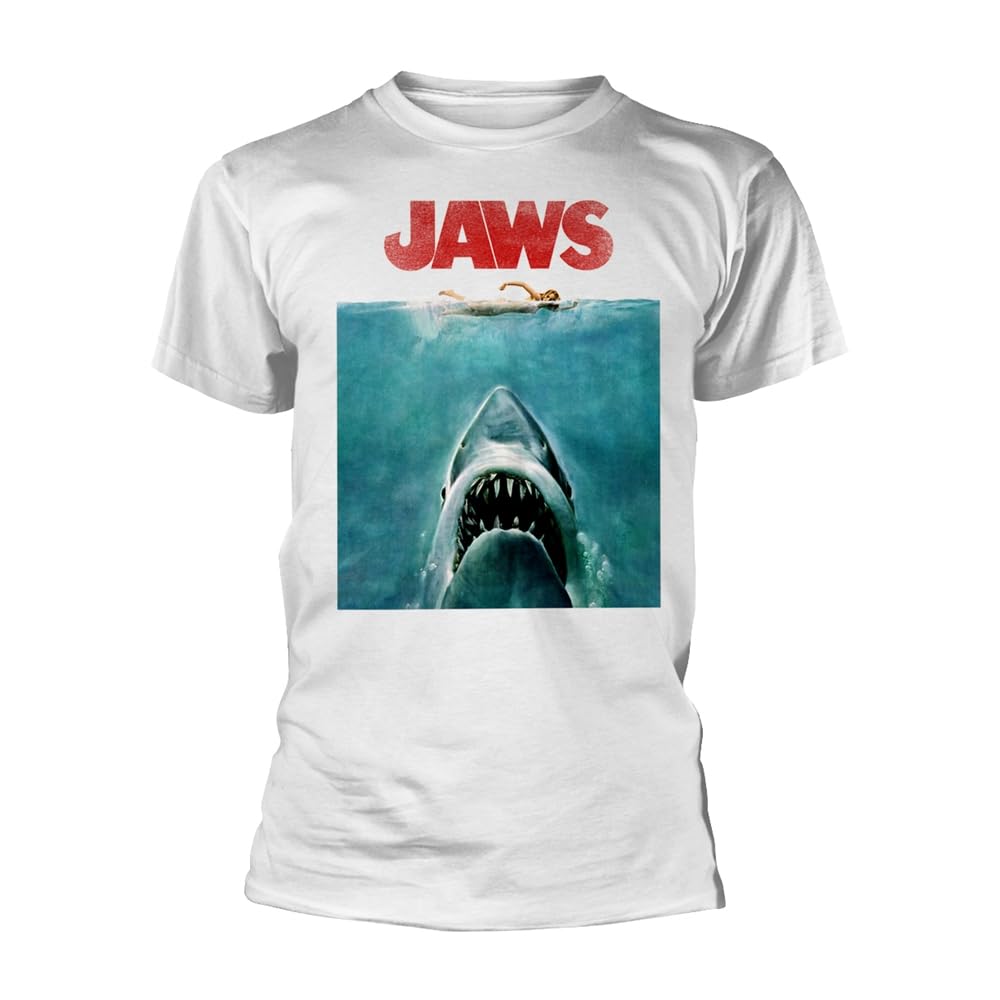 Jaws Poster Official Tee T-Shirt Mens Unisex (Medium) White