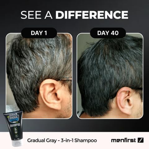 MENFIRST Gray Hair Darkening Shampoo + Darkening Beard Balm for Men with Sensitive Skin - Hypoallergenic & Harsh Chemical Free, with Keratin Collagen image 5