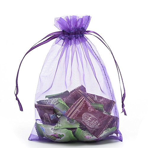 Preisvergleich Produktbild Haushalt Artikel Natural Home(TM) Organzasäckchen Weihnachten 7x9cm,Schmuckbeutel Geschenksäckchen Hochzeit, Durchsichtig (Violett)