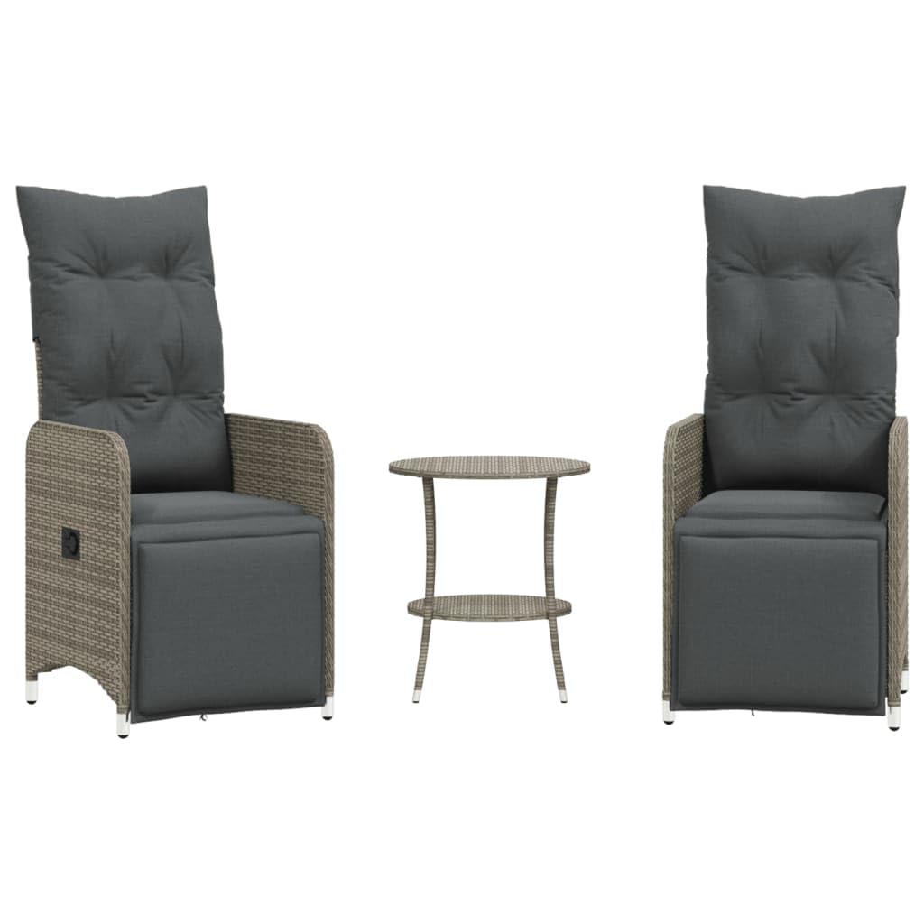 vidaXL Sedie da Giardino Reclinabili 2 pz con Tavolo in Polyrattan, Sedia reclinabile da Giardino, Poltrona da Giardino, Poltrona reclinabile