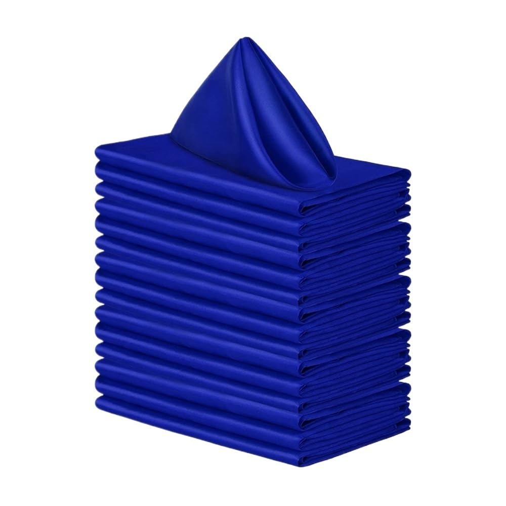 6PCS Satin Napkin Silk Serving Table Decor Napkins Dinner Towel For Wedding Banquet Party Restaurant Decoration(Blue 6PCS)