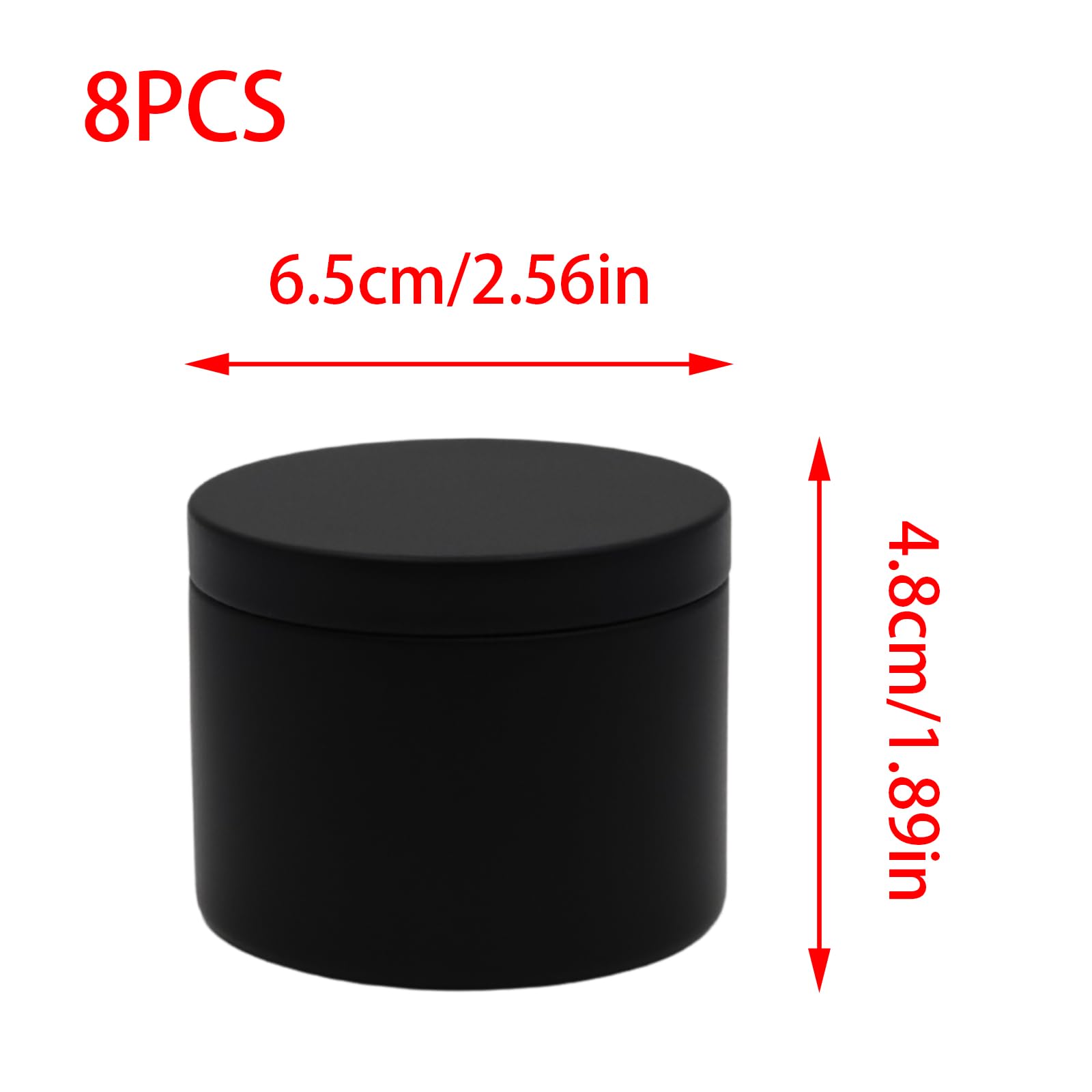 JAKOUE 8pcs Black 4oz Candle Tins with Lids - Premium Metal Candle Jars for DIY Craft, Wax Melts & Small Business (Leak-Proof Candle Containers)65mm*45mm/2.56
