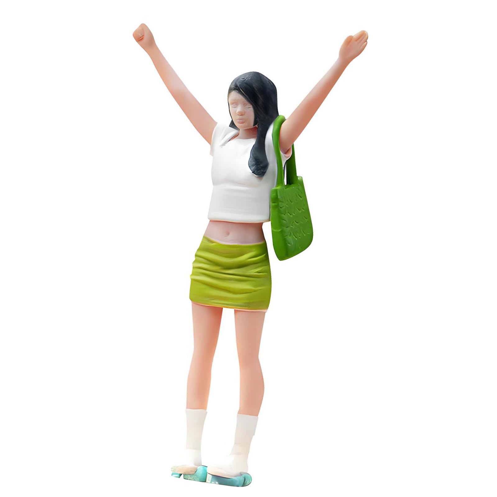 Hredyqw Skirt Girl Figure Model 1:64 Scale Hand Painted Miniature Figure for Architectural Display Dioramas Props Train